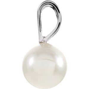 14K White Cultured White Akoya Pearl Pendant