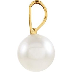 14K Yellow Cultured White Akoya Pearl Pendant