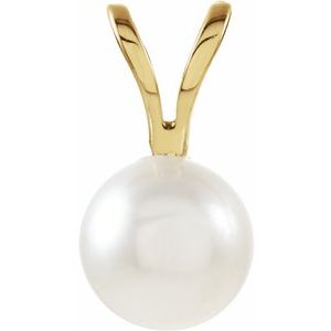 14K Yellow Cultured White Akoya Pearl Pendant