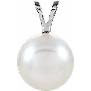 14K White Cultured White Akoya Pearl Pendant