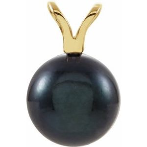 14K Yellow Cultured Black Akoya Pearl Pendant