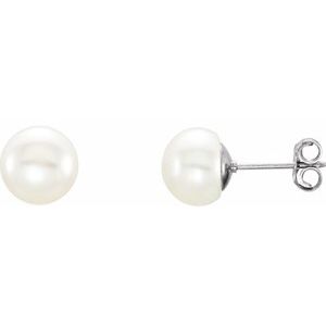 Sterling Silver 8-9 mm Cultured White Freshwater Pearl Earrings