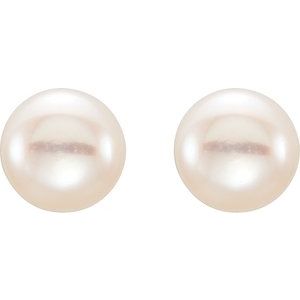 14K Yellow 5-6 mm Cultured White Freshwater Pearl Earrings