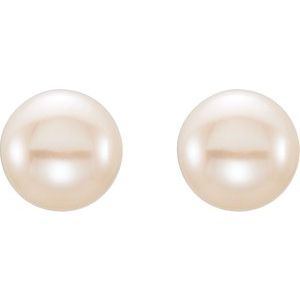 14K Yellow 6-7 mm Cultured White Freshwater Pearl Earrings