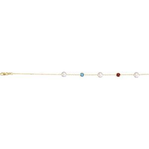 14K Yellow Cultured White Freshwater Pearl & Multi-Gemstone 10-Station 18" Necklace