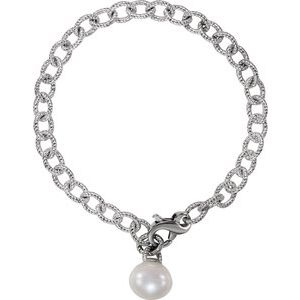 Sterling Silver Cultured White Freshwater Pearl 8 1/2" Bracelet