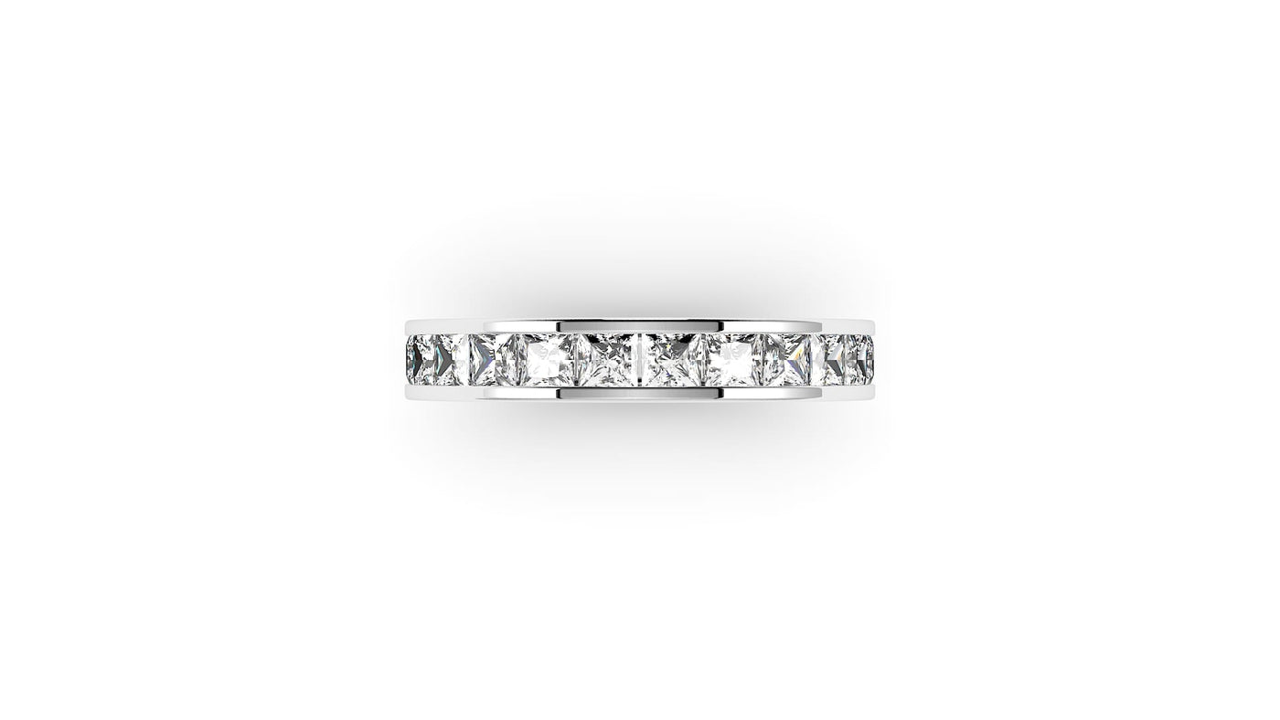 Channel set wedding band set 2/3’s with 2.40mm Princess cut’s (Approx TDW= 1.61ct)