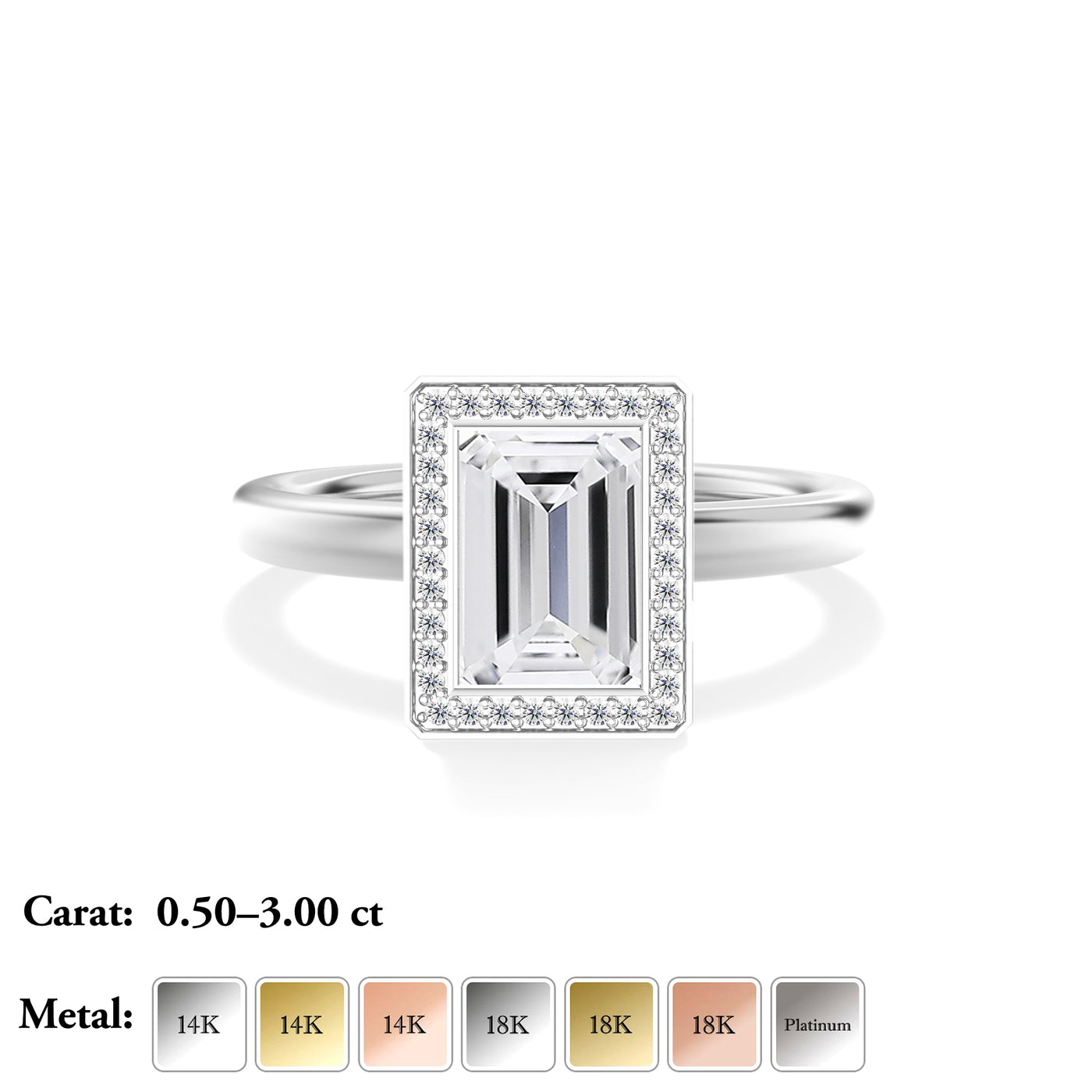 Emerald cut Lab Grown Diamond Engagement Ring - Juliet