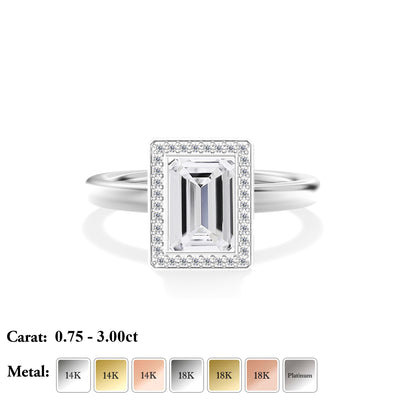 Emerald cut Lab Grown Diamond Engagement Ring - Juliet