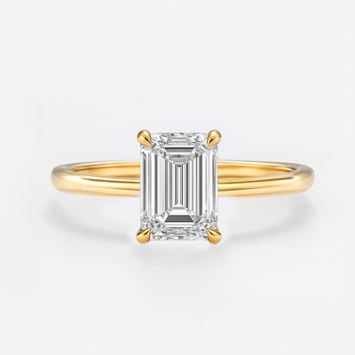 The Venice Ring - Low Set Emerald Solitaire