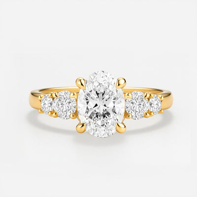 The Valerie Ring - Oval Cut Diamond with Side Stones
