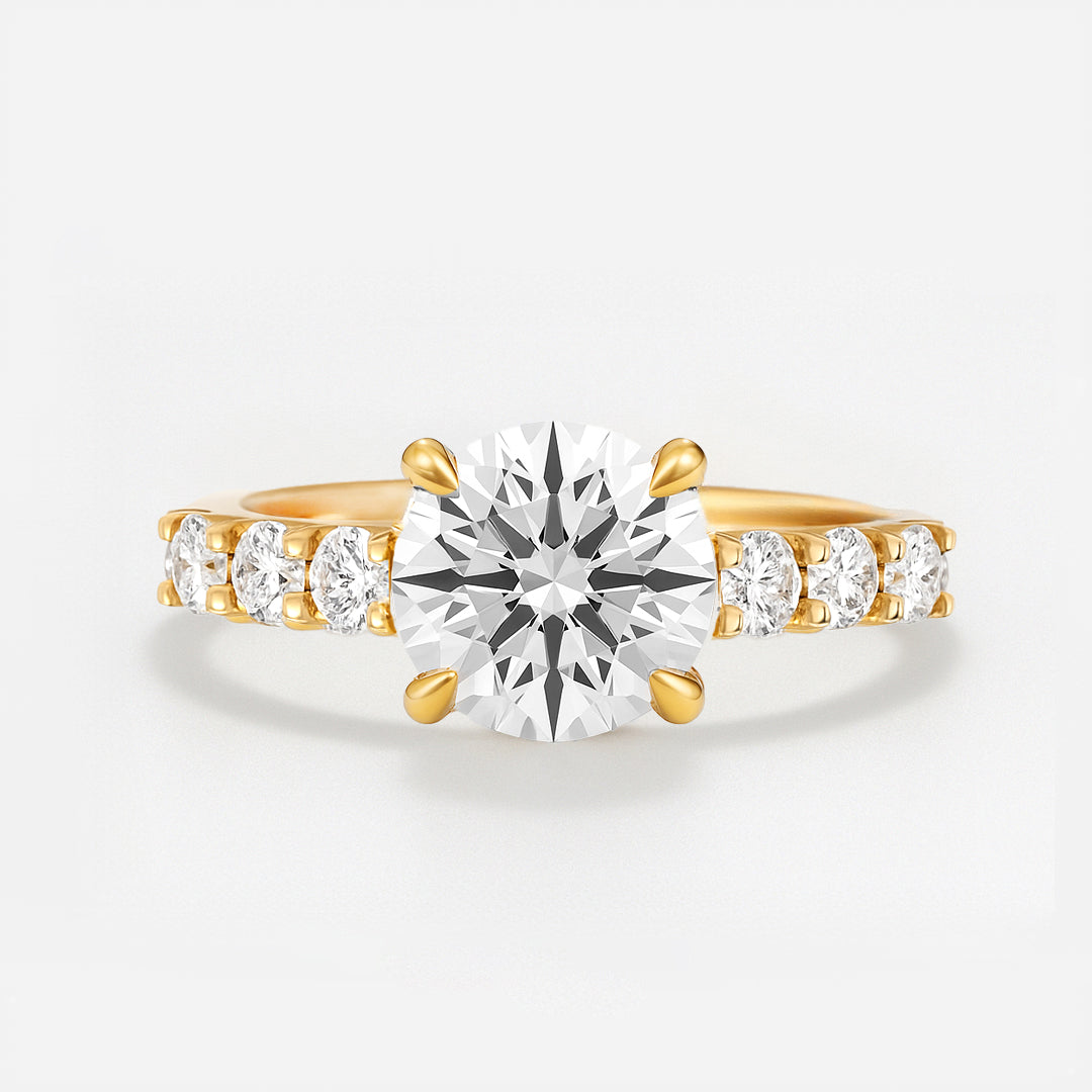 The Josephine Ring - Hidden Halo and Large Pave Band - Lab Grown Diamond