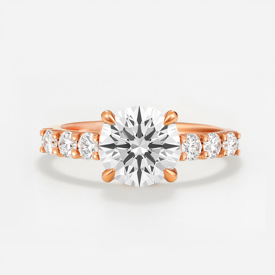 The Josephine Ring - Hidden Halo and Large Pave Band - Lab Grown Diamond
