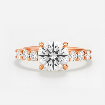 The Josephine Ring - Hidden Halo and Large Pave Band - Lab Grown Diamond