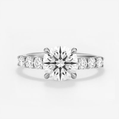 The Josephine Ring - Hidden Halo and Large Pave Band - Lab Grown Diamond