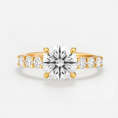 The Josephine Ring - Hidden Halo and Large Pave Band - Lab Grown Diamond