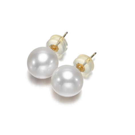 Round Pearl Studs, 18K Gold Backings