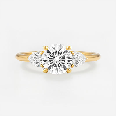 The Alexandra Ring - Lab Grown Diamond Trilogy With Pear Side Stones