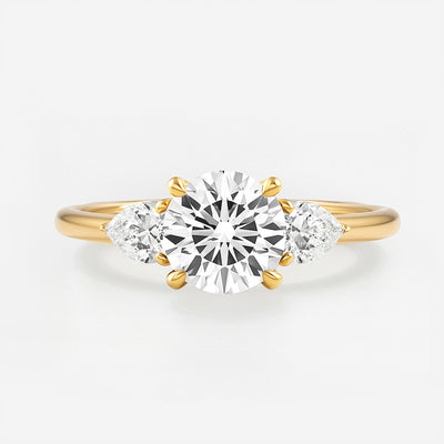 The Alexandra Ring - Lab Grown Diamond Trilogy With Pear Side Stones