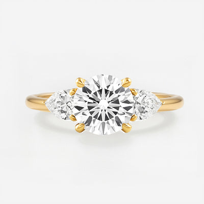 The Alexandra Ring - Lab Grown Diamond Trilogy With Pear Side Stones