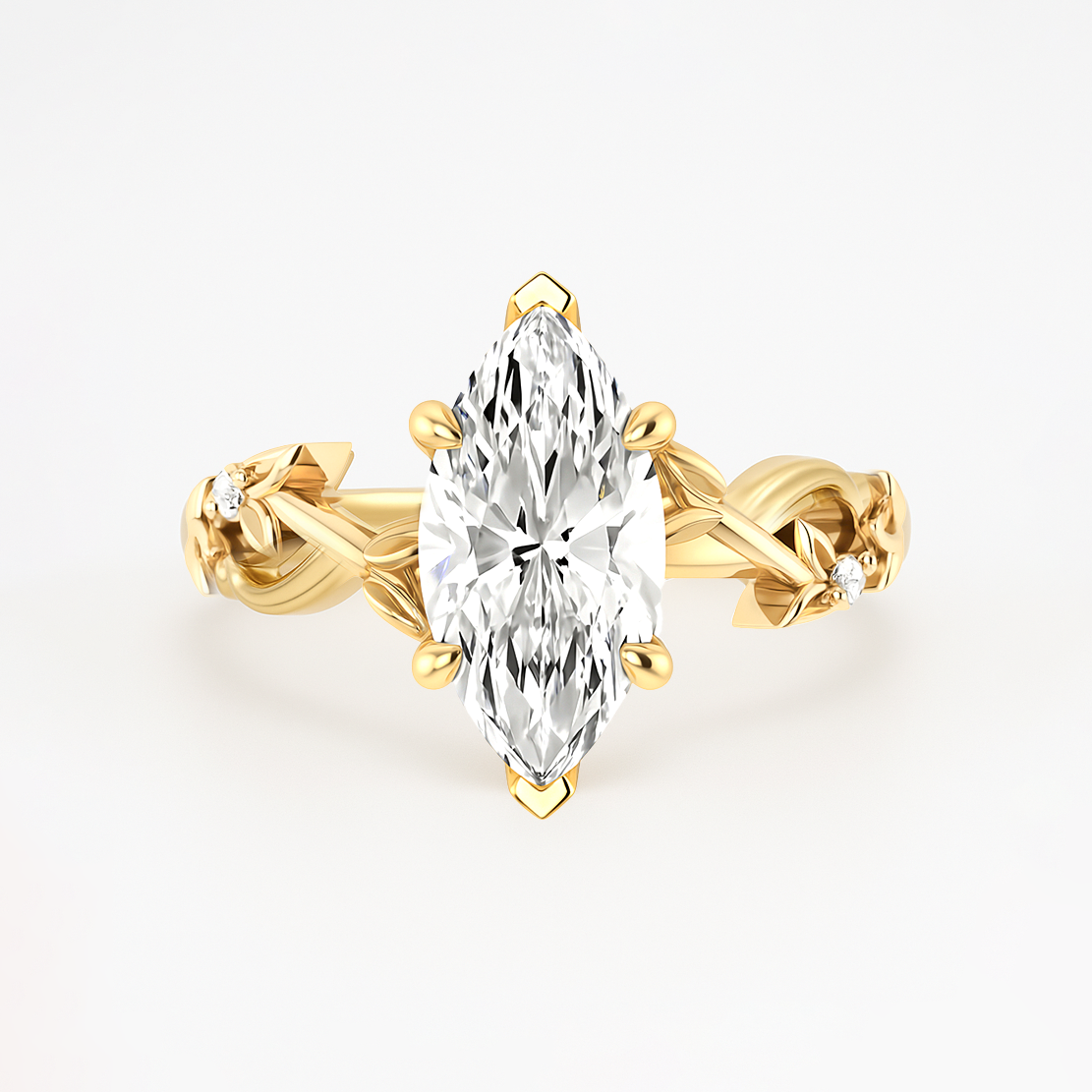 The Liana Ring - Solitaire Leaf Design