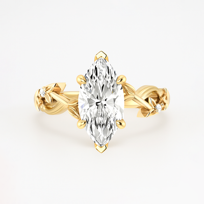 The Liana Ring - Solitaire Leaf Design