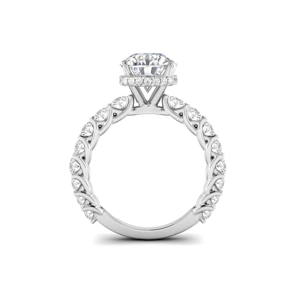 The Diana Ring - Lab Grown Diamond with Large Diamond Pave Band and Hidden Halo