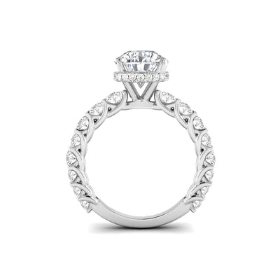 The Diana Ring - Lab Grown Diamond with Large Diamond Pave Band and Hidden Halo