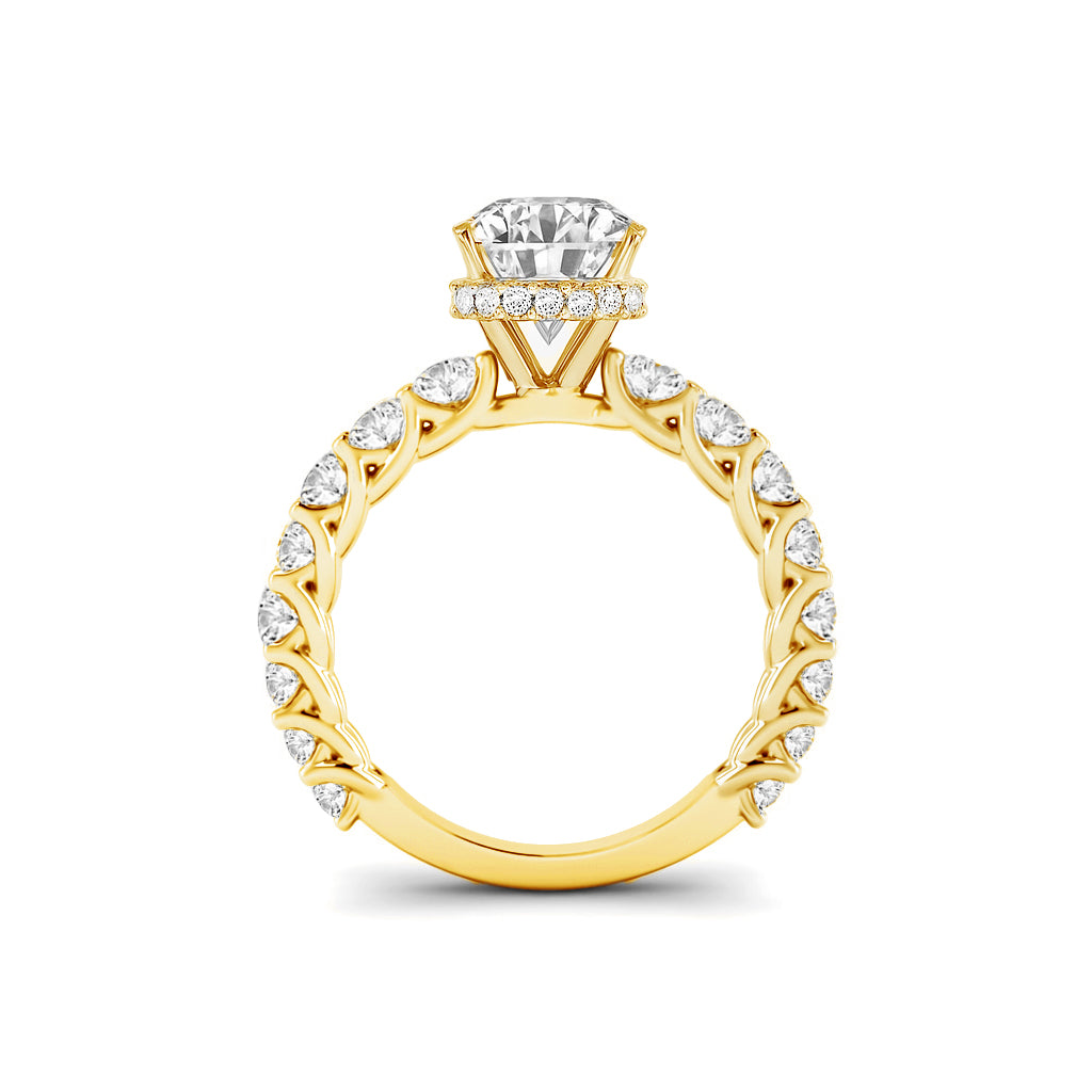 The Diana Ring - Lab Grown Diamond with Large Diamond Pave Band and Hidden Halo