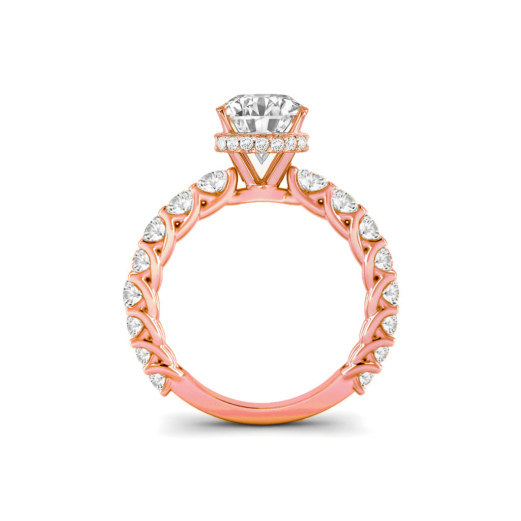 The Diana Ring - Lab Grown Diamond with Large Diamond Pave Band and Hidden Halo