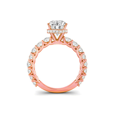 The Diana Ring - Lab Grown Diamond with Large Diamond Pave Band and Hidden Halo