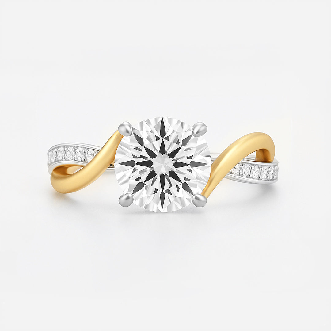 The Valencia Ring - Twist Engagement Ring Two-Tone Gold - Lab Grown Diamond