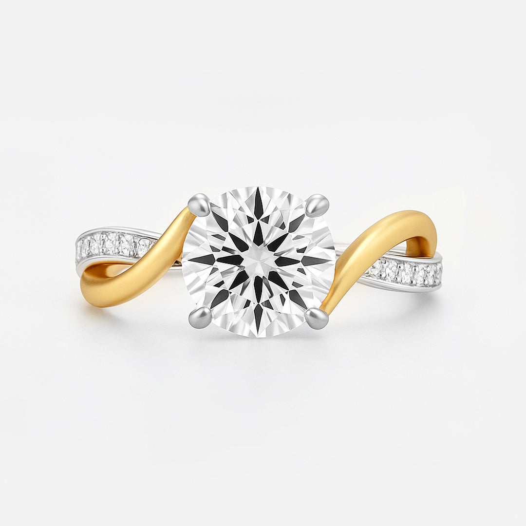 The Valencia Ring - Twist Engagement Ring Two-Tone Gold