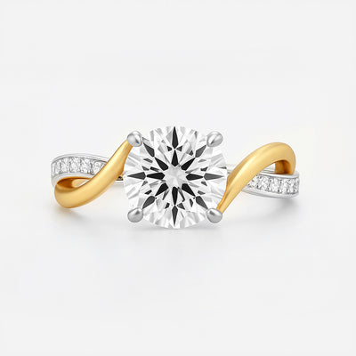 The Valencia Ring - Twist Engagement Ring Two-Tone Gold