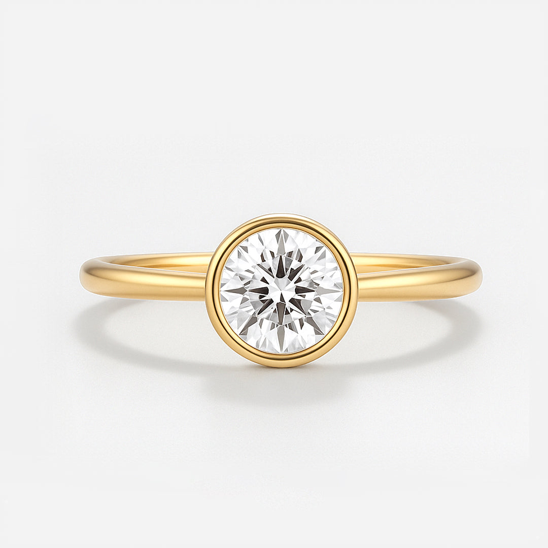 The Seville Ring - Bezel Set Cathedral Round Solitaire - Lab Grown Diamond