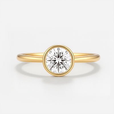 The Seville Ring - Bezel Set Cathedral Round Solitaire - Lab Grown Diamond