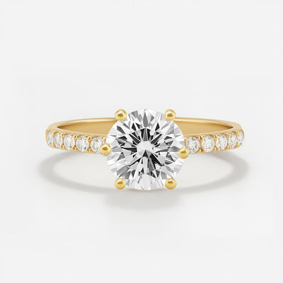 The Vera Ring - Lab Grown Diamond with 6-claws and Fine Pave Band