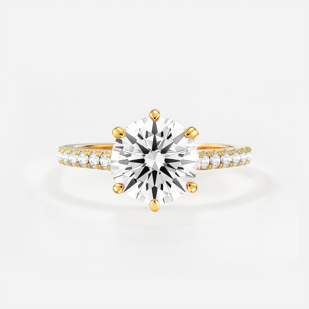 The Amelia Ring - Lab Grown Diamond with Pave Cathedral Setting