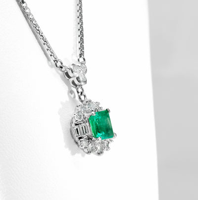 Platinum Emerald & Diamond Necklace