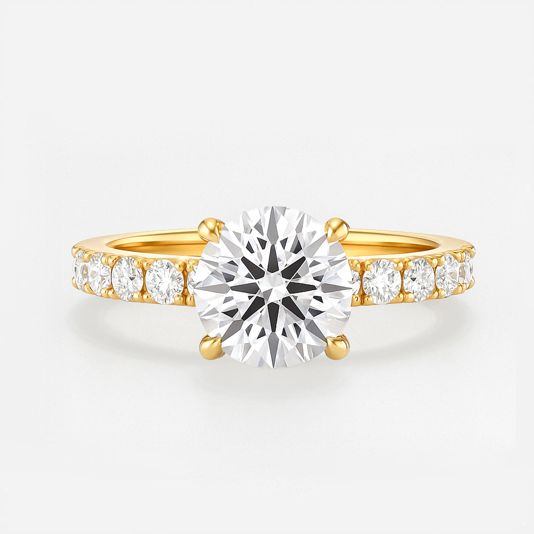 The Kimberley Ring - Lab Grown Diamond with Medium Pave Band