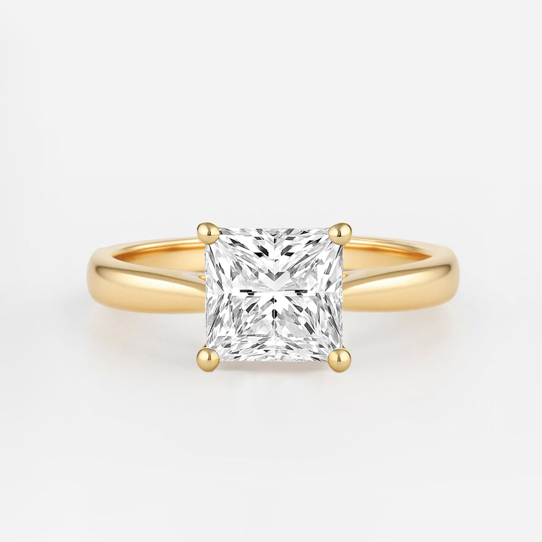 The Magnolia Ring – Princess Cut Solitaire with Tapered Band