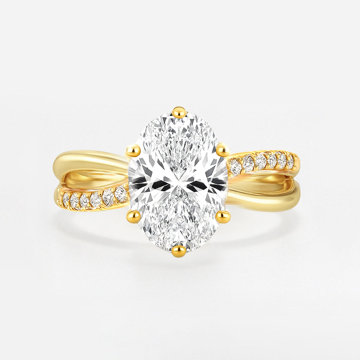 The Selena Ring - Twisted Pavé Band and Hidden Halo