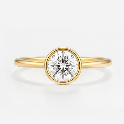 The Seville Ring - Bezel Set Cathedral Round Solitaire - Lab Grown Diamond