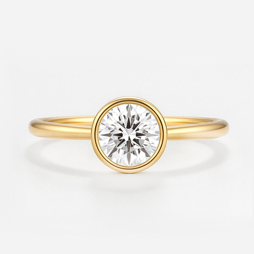 The Alicante, a bezel engagement ring handcrafted at Arnold and Co Jewellers