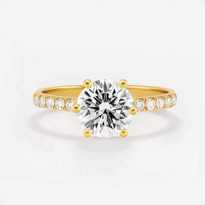 The Vera Ring - Lab Grown Diamond with 6-claws and Fine Pave Band