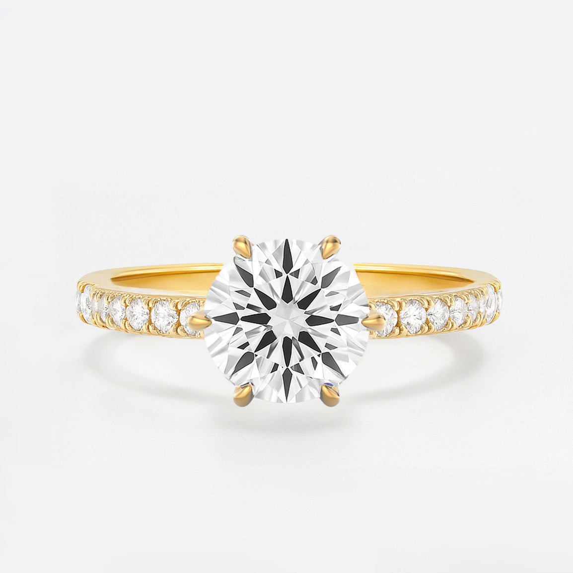 The Vera Ring - 6-claws and Fine Pave Band