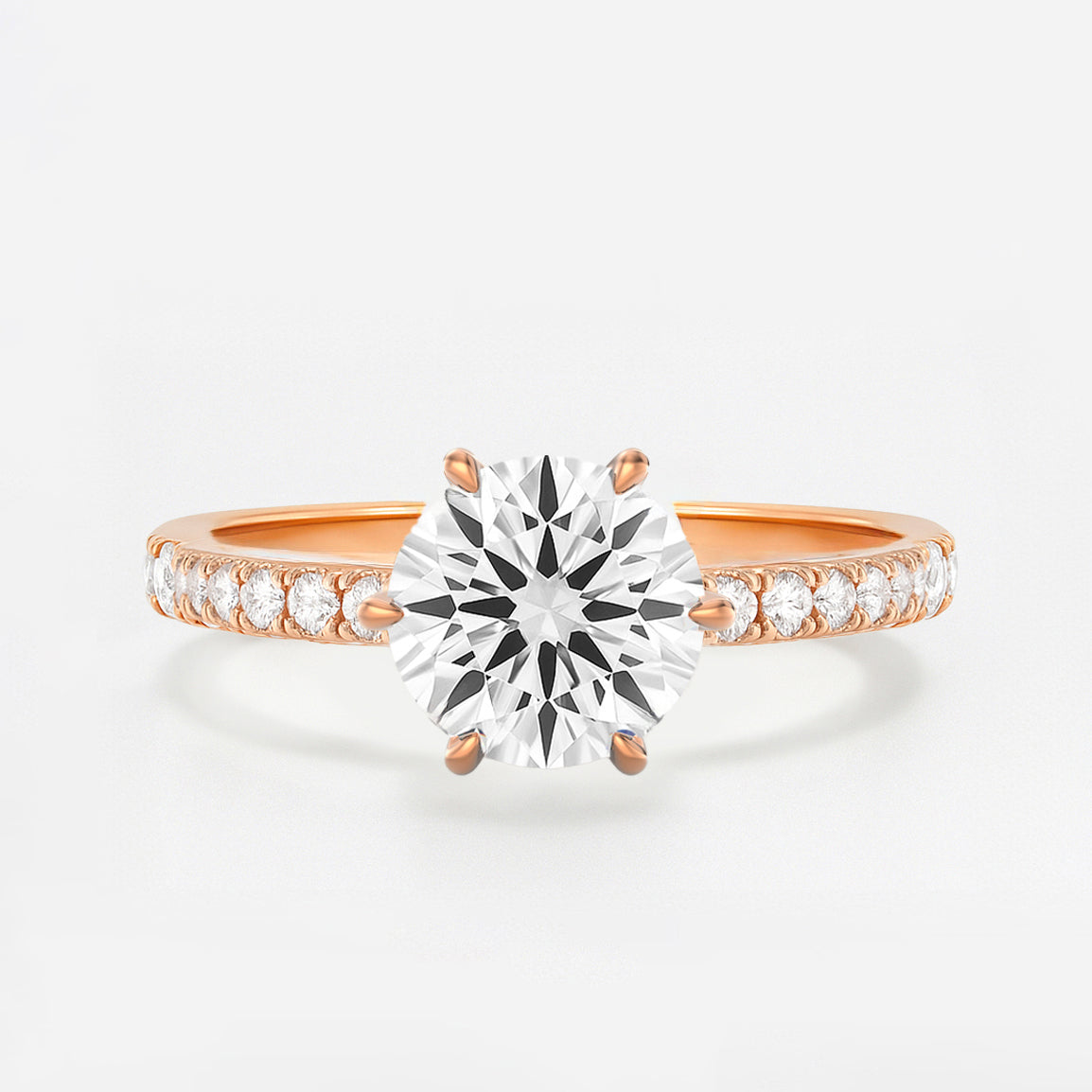 The Vera Ring - 6-claws and Fine Pave Band