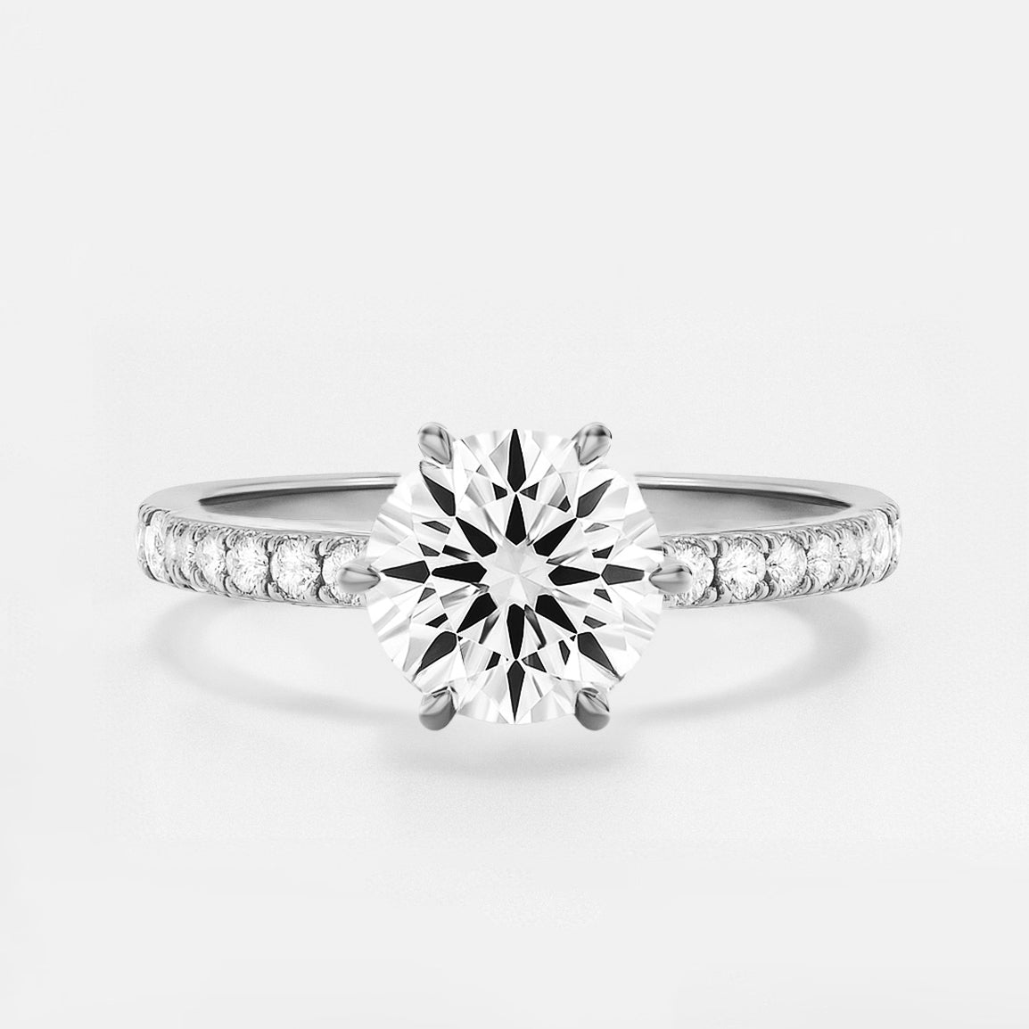 The Vera Ring - 6-claws and Fine Pave Band