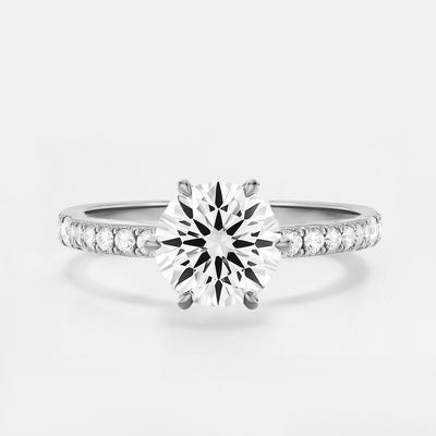The Vera Ring - 6-claws and Fine Pave Band