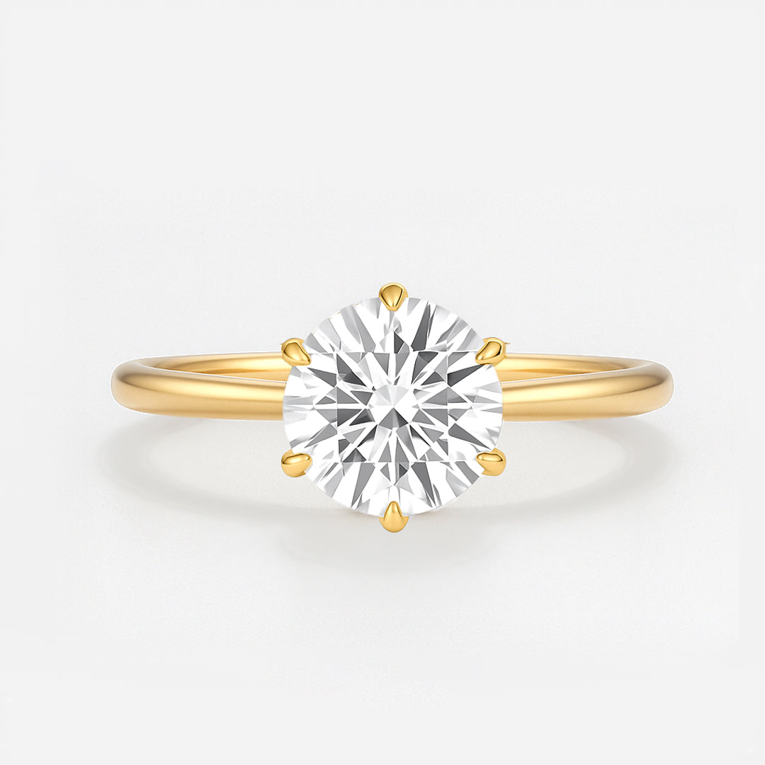 Round Lab Grown Diamond Engagement Ring With Pave Prongs - Ravenna